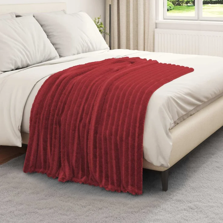 vidaXL Überwurfdecke Bordeauxrot 150 x 130 cm Fleece 42016849 – Bild 3