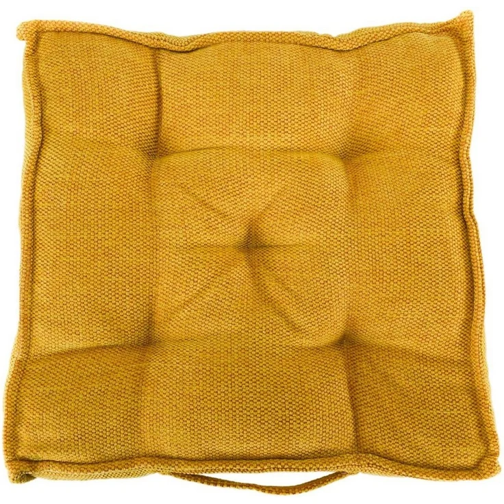 Boxsitzkissen Chenille 40 x 40 x 8 cm Polsterung für Stühle mit Trageschlaufe gelb – Bild 3