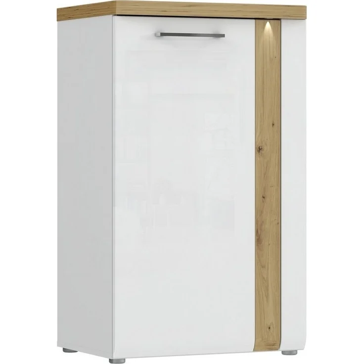 Garderobenschrank >TULUZA< LED, 2 Türen, Weiß / Artisan Eiche Dekor - 60,3x100x43,4cm (B/H/T) – Bild 4