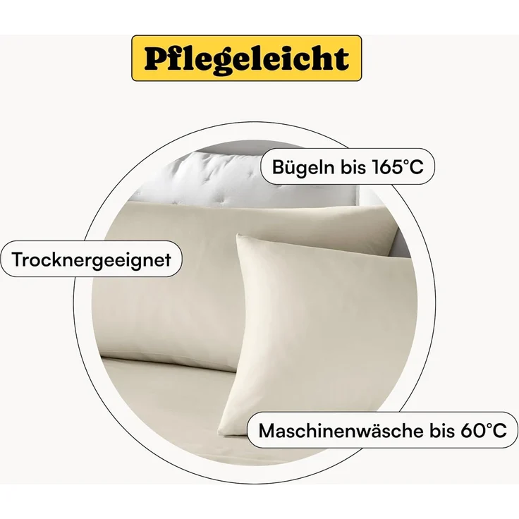 Seralino Kissenbezüge Mako Satin Kissenbezug (100% Bio Baumwolle) weich, hautfreundlich, (2 Stück), Fairtrade/ GOTS zertifizierte uni Kissenhülle mit Reißverschluss – Bild 5