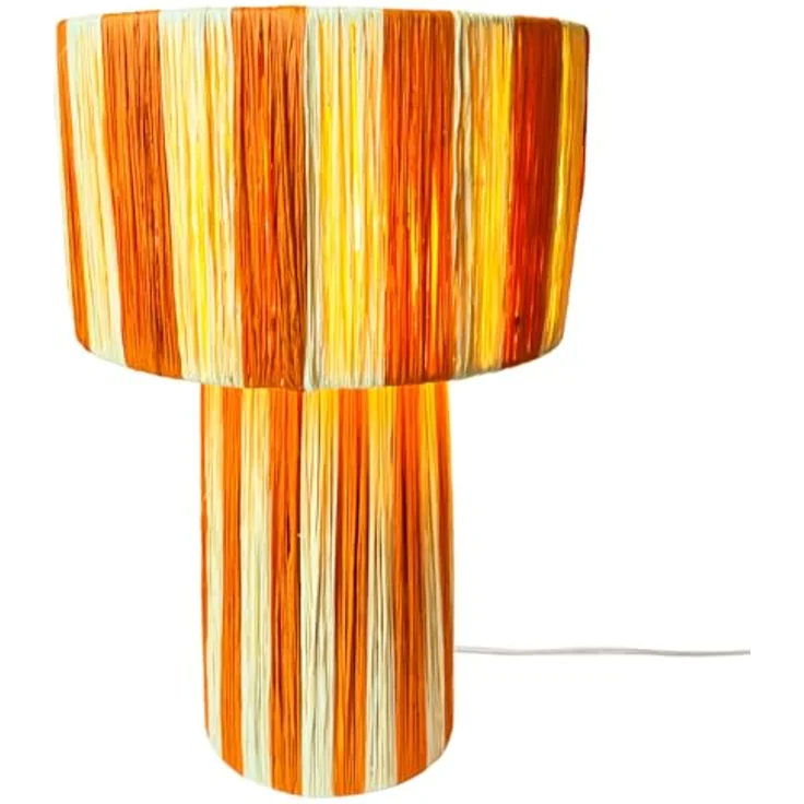 Marrakesch Morjana Tischlampe 42cm aus Raffia-Bast | Boho Stehlampe in Beige Orange mit E27 Fassung für Wohnzimmer, Schlafzimmer und Kinderzimmer Deko – Bild 1