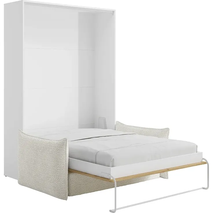 Vente-unique - BEGANIO Bett Holz, Platte BeigeWeiß - B 141 cm239,2 cm x H 225 cm x L 200 cm – Bild 2