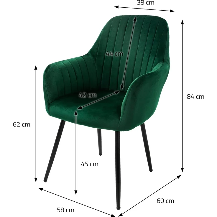 ML-DESIGN Stuhl Esszimmerstuhl mit Rücken- und Armlehnen Samt/Kunstleder Bezug (2 St), Ergonomische Stuhl Grün Küchenstuhl Wohzimmerstuhl Polsterstuhl – Bild 2