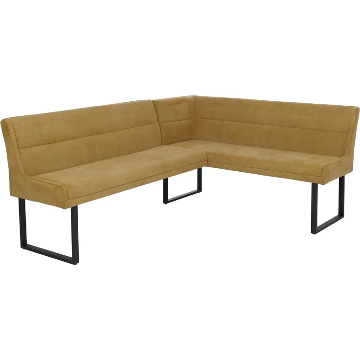 Eckbank HWC-O81, Esszimmerbank Bank, Öko-Tex (310g/m²) Chenille Stoff/Textil Metall 210x159 cm ~ senfgelb – Bild 9