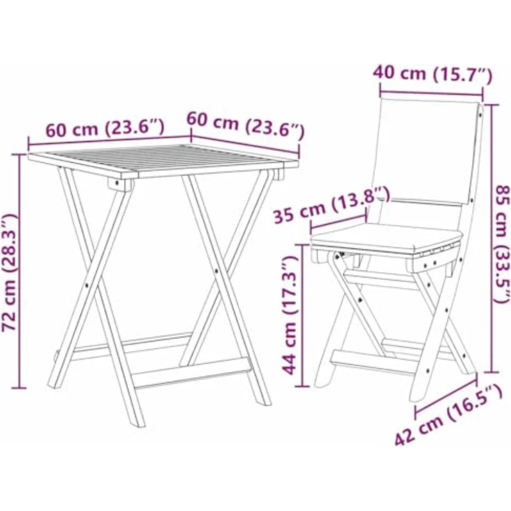 vidaXL Bistrogarnitur 3 pcs Öl-Natur Massivholz Akazie 4105509 – Bild 4