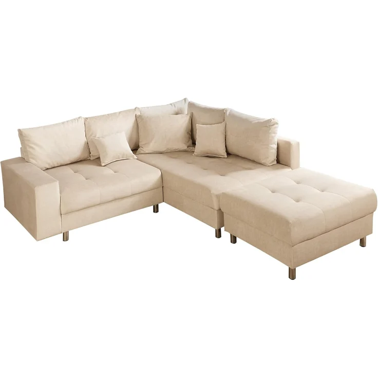 riess-ambiente Ecksofa KENT 220cm champagner beige, Einzelartikel 1 Teile, Wohnzimmer · Samt · L-Form · Ottomane beidseitig · Modern Design – Bild 1