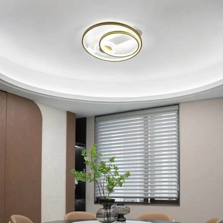 DELIPOP – Dimmbare 46 – W – LED – Deckenleuchte mit Fernbedienung – Gold – 3000 – 6500 K – Modernes Design – Wohnzimmer – /Schlafzimmerbeleuchtung – 50x45x7cm – Bild 2