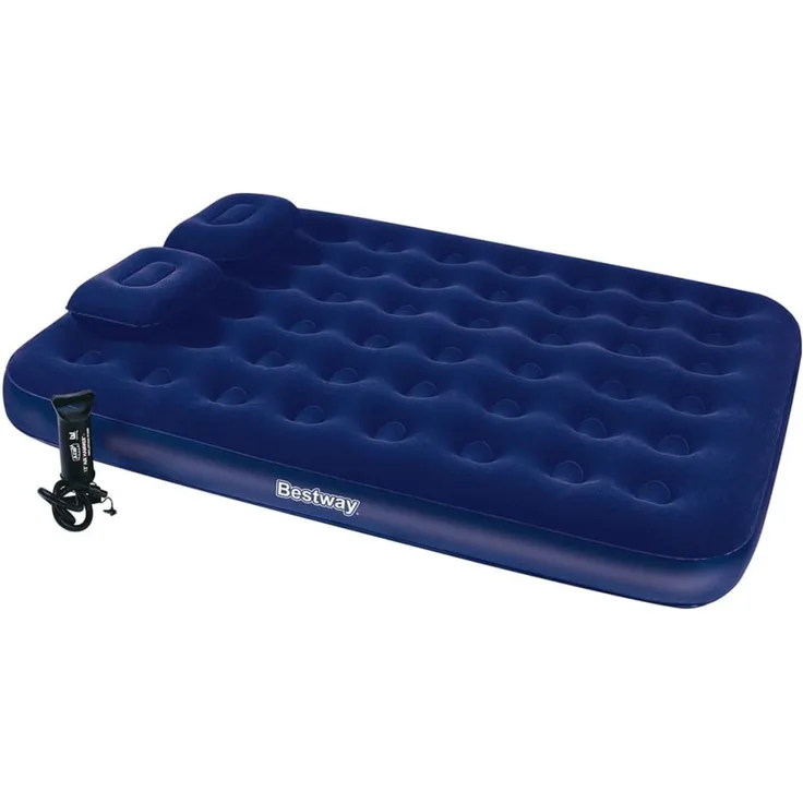 Bestway Luftbett Beflockt mit Kissen & Luftpumpe 203x152x22 cm 67374 3202390