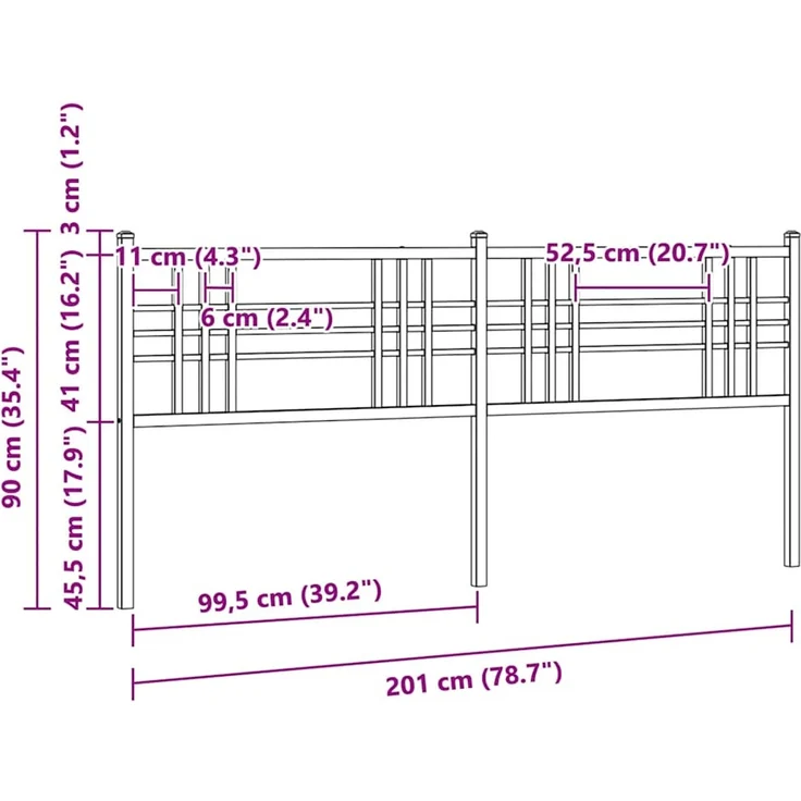 vidaXL Ersatz-Kopfteil Metall Schwarz 200 cm (Art-Nr 376362) – Bild 5