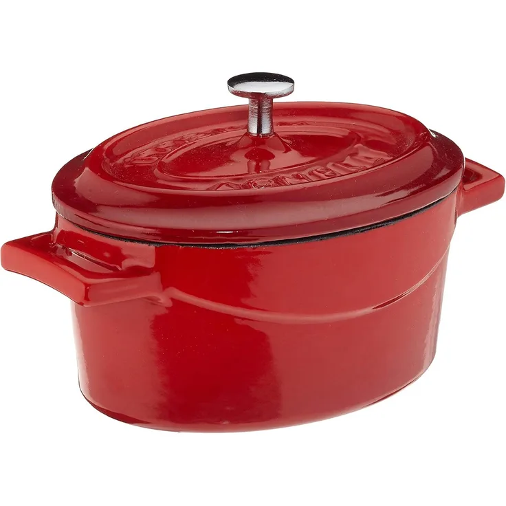 Pentole Agnelli Slowcook Kasserolle oval mit 2 Griffen, aus Gusseisen 0. 4 litri rot