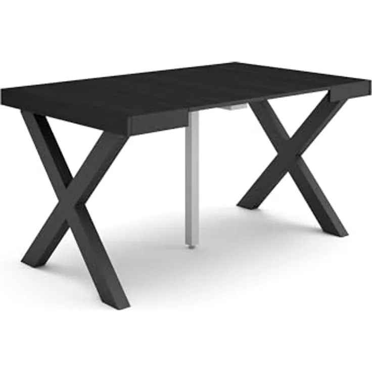 Skraut Home | Ausziehbarertisch | Multifunktionaler ausziehbarer | 140 | Für 6 Gäste | Massivholz Beine | Moderner Stil | Schwarz