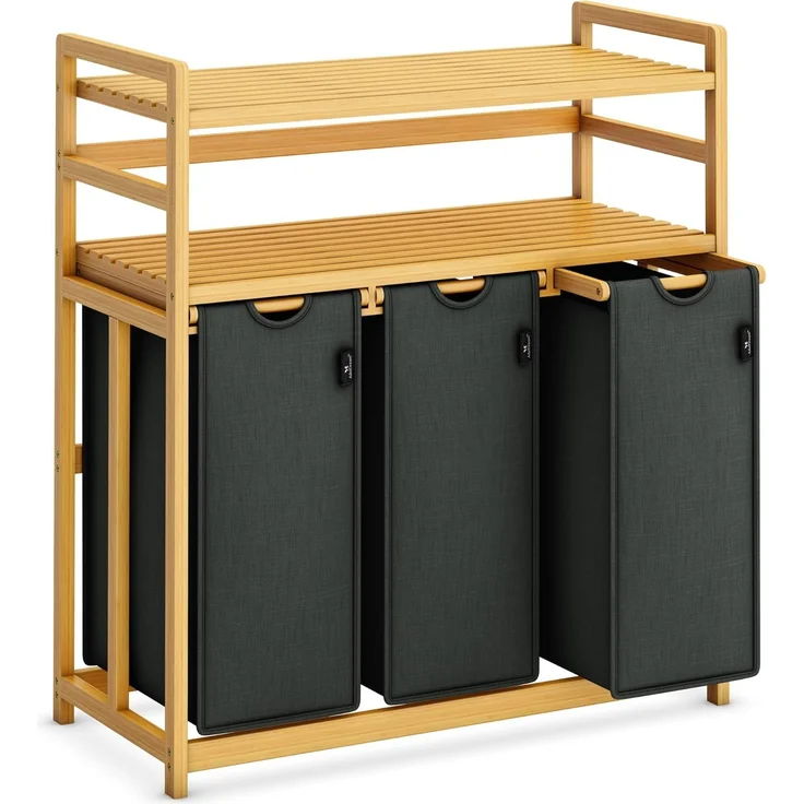 AdelDream Wäschekorb 150 l, 3 Fächer, 2 Regale Wäschesortierer – Bild 1