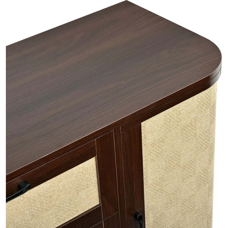 DESVIAE Sideboard Nussbaum-Optik aus MDF – 120x82x40 cm – 2 Schwenktüren, 3 Schubladen – Bild 9