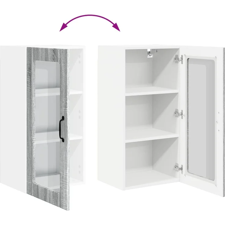 vidaXL Wandglas-Schrank PORTO Sonoma-Grau 40 x 31 x 80 cm 885347 – Bild 11