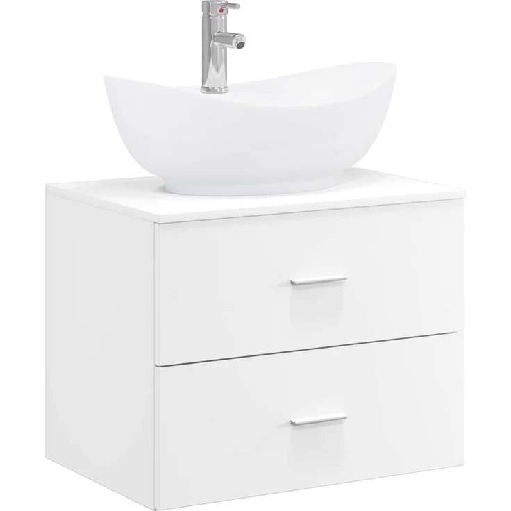 vidaXL Waschbeckenschrank Weiß 62,5 x 44,5 x 80 cm Holzwerkstoff 3404398 – Bild 2