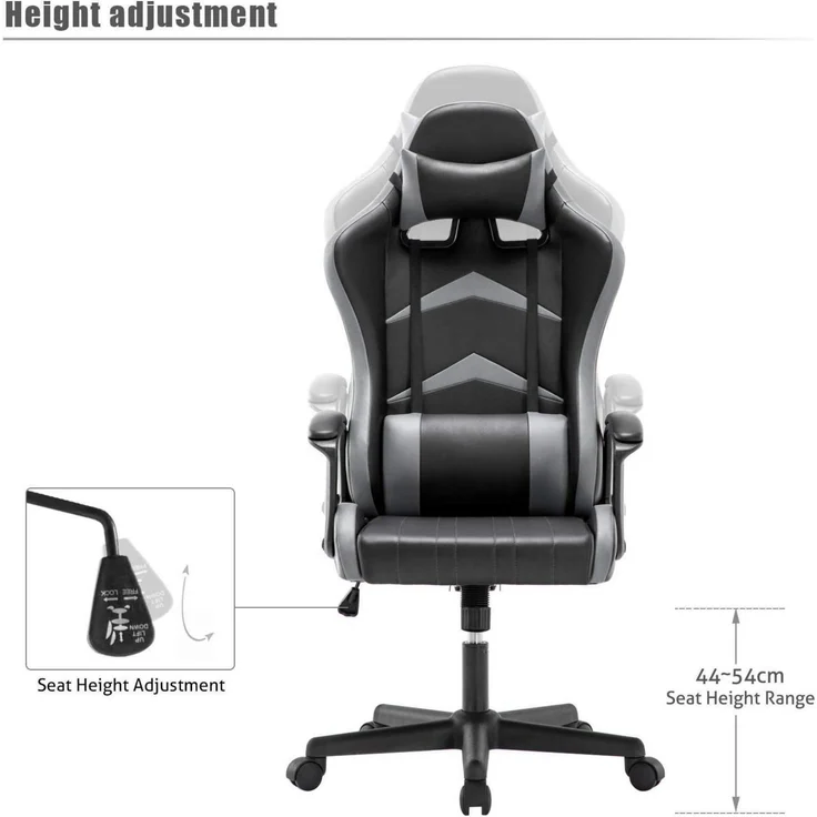 IntimaTe WM Heart Gaming Stuhl Bürostuhl Grau 52x49x130cm – Bild 8