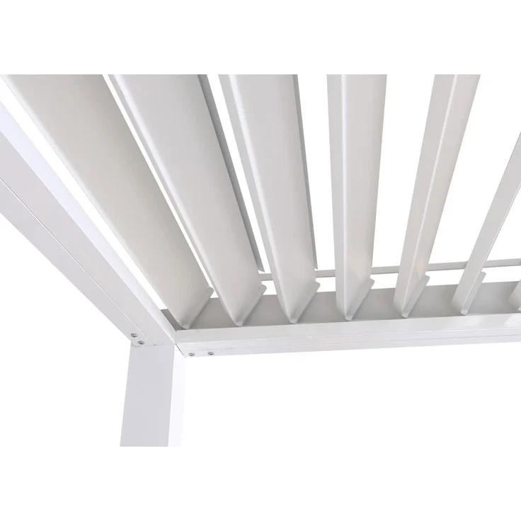 Pergola HWC-P65 mit 3x Lamellenwand, Terrassenüberdachung Garten Lamellen-Pavillon, 10cm-Alu-Gestell 3x3m ~ weiß – Bild 5