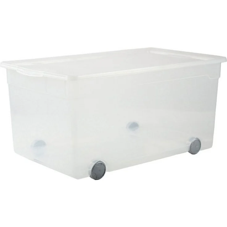 Rotho Aufbewahrungsbox Clear mit Rollen inkl. Deckel 63 L transparent – Bild 2