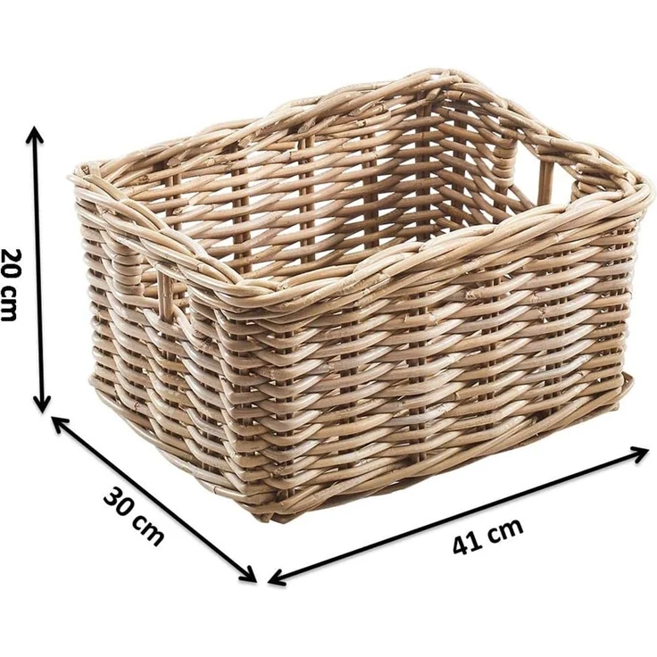 Kobolo Aufbewahrungskorb Rattankorb Kubu grau eckig 40x30x20 cm – Bild 6