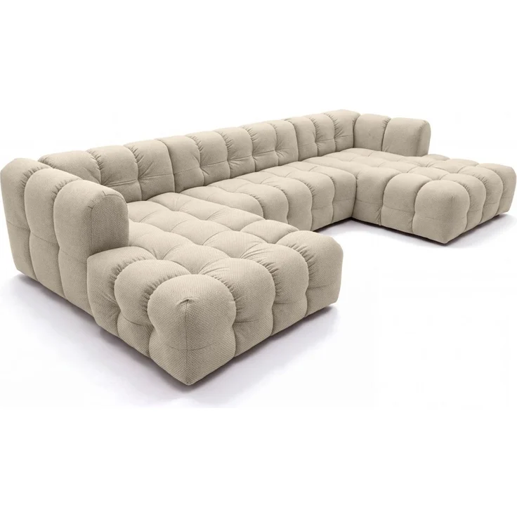 Wohnlandschaft Sofa U-Form SOLVIE in Stoff Moly Beige – Bild 2
