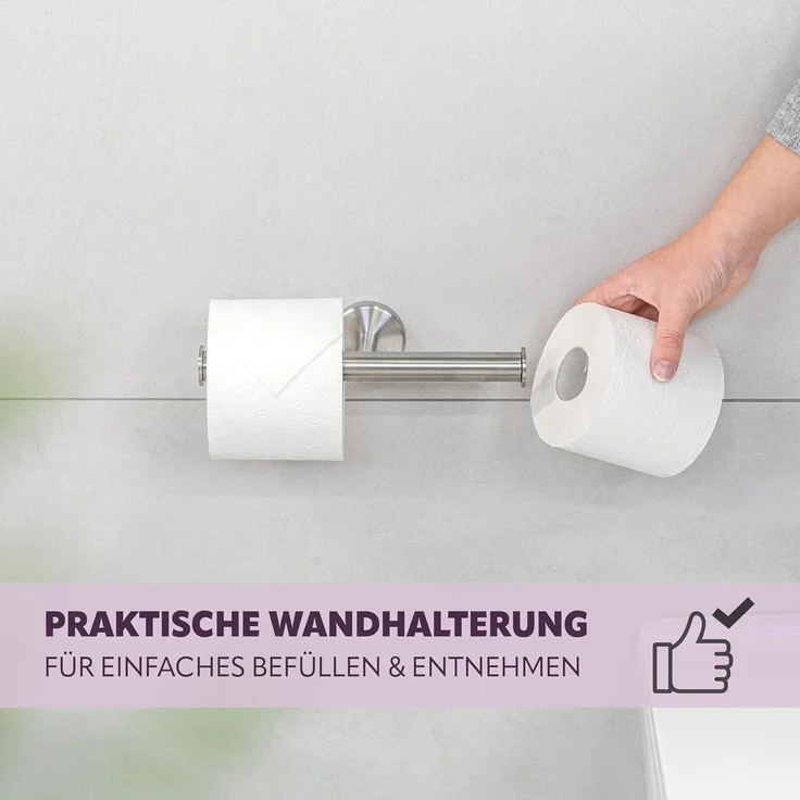 bremermann Toilettenpapierhalter Bad-Serie PIAZZA – Doppelrollenhalter 2in1, Edelstahl matt – Bild 3