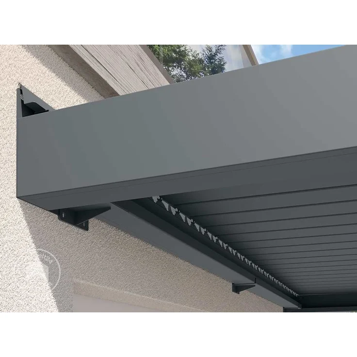 PRIMEYARD Terrassenüberdachung 3x4 m Aluminium-Pfosten mit Lamellendach aus Alu anthrazitfarbene Anbau-Pergola – Bild 6