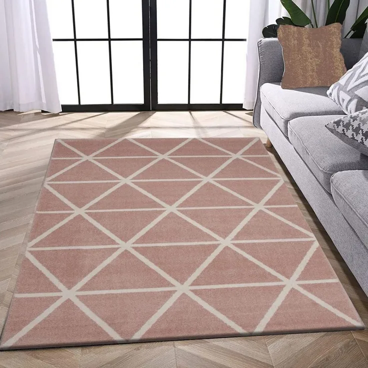 Vimoda Teppich Viva Classic, Wohnzimmer Rauten Motiv, Rechteckig, Höhe: 12 mm, Läufer Wohnzimmer, Schlafzimmer Küche