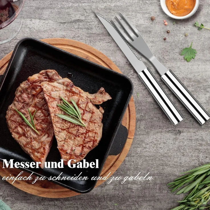 LuxusKollektion Grillbesteck-Set Grill Zubehör Grillbesteckset aus Edelstahl 38tlg , Silber – Bild 4