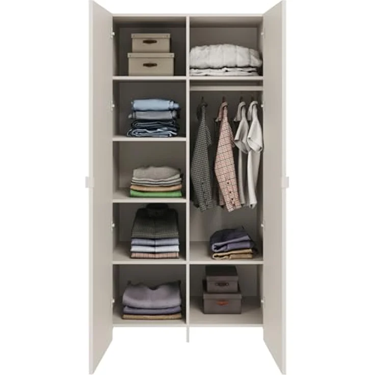 Selsey Zweitüriger Kleiderschrank – Kaschmir, 100 cm – Eleganter Kleiderschrank für Schlafzimmer oder Kinderzimmer, minimalistisches Design mit bogenförmiger Front – Bild 5