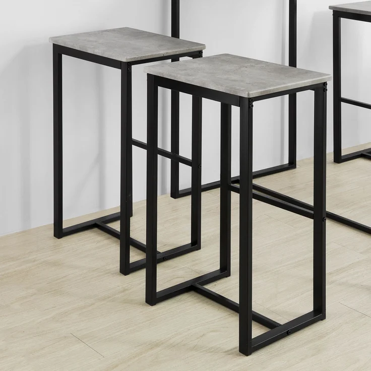 SoBuy OGT15-HG Bartisch-Set mit 4 Hockern, MDF, PVC-Beschichtung, Grau, 100 x 96 x 60 cm – Bild 7