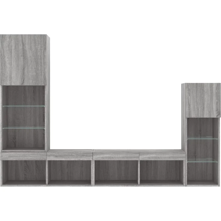 vidaXL 4-tlg. Wohnwand mit LED-Beleuchtung Grau Sonoma Holzwerkstoff 3216652 – Bild 6