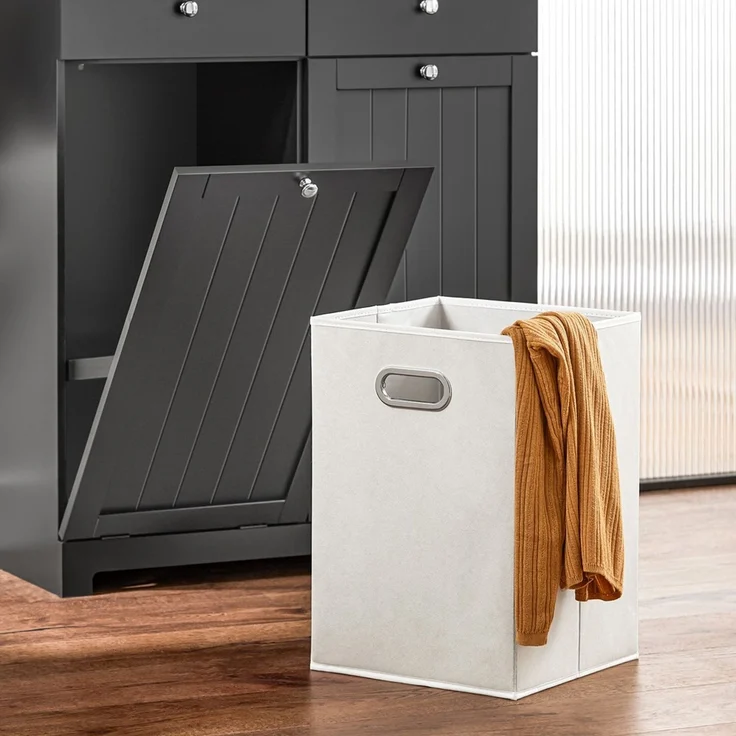 SoBuy BZR33-SCH Wäscheschrank, MDF, Lackiert, Schwarz, 78 x 91 x 38 cm – Bild 8