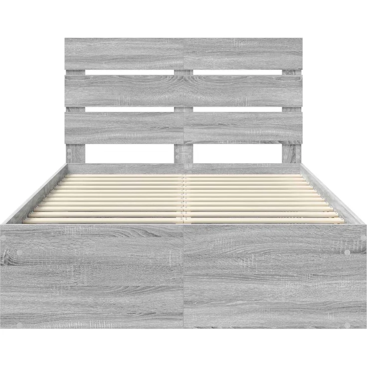 vidaXL Bettrahmen Graues Sonoma 120 x 200 cm Massives Kiefernholz 3411765 – Bild 6