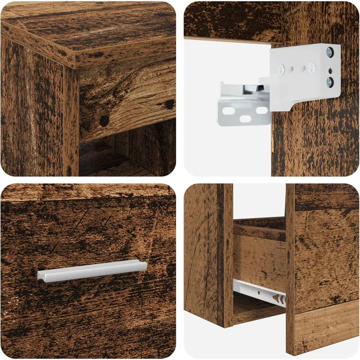 vidaXL Wandmontiertes Badezimmermöbel-Set 2 stk. Altholz 3403926 – Bild 7