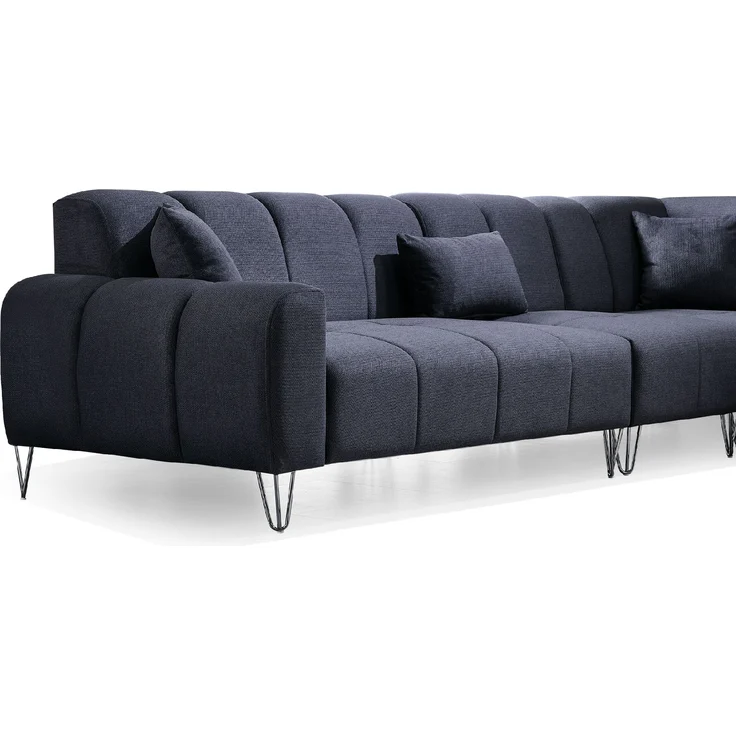 Ecksofa "Wasserrose" Ottomane rechts + Hocker-Anthrazit – Bild 3