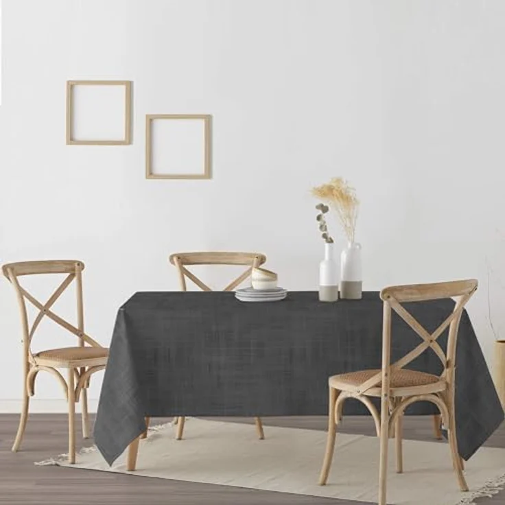 Belum | Tischdecke ohne Wachstuch, Tischdecke, fleckenabweisend, harzbeschichtet, antibakteriell, Tischdecke aus organischem Stoff, Tischdecke aus 100% Bio-Baumwolle (100 x 300, Schwarz) – Bild 5