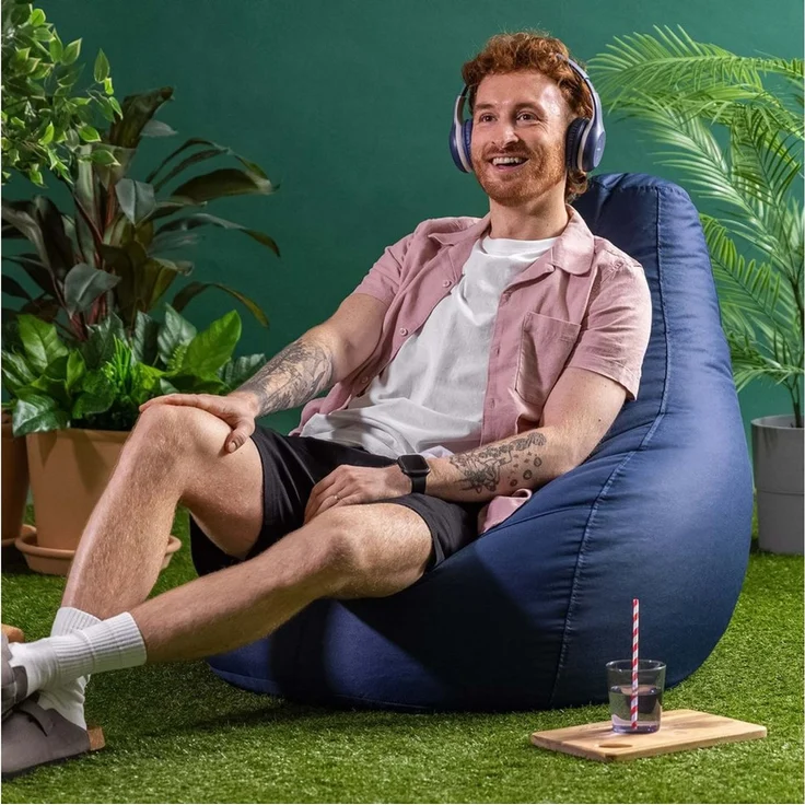 Bean Bag Bazaar Gaming Sitzsack „Recliner“, Gamer Sitzsack für Erwachsene und Kinder, Indoor Outdoor Sitzsack Sessel Gaming mit Füllung (Sitzsack, Dunkelblau) – Bild 2