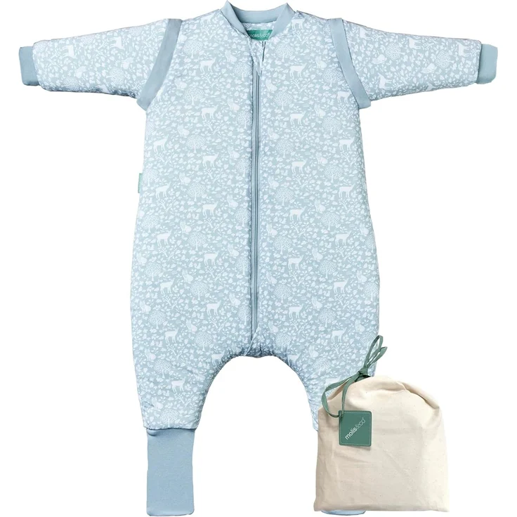 molis&co - Baby schlafsack mit Füßen, abnehmbare Ärmel und Socken - Ideal für den Winter - Babyschlafsack mit Füßen 2.5 tog - 100% Baumwolle (Oeko-TEX 100), Premium Qualität - Woodland (90 cm)