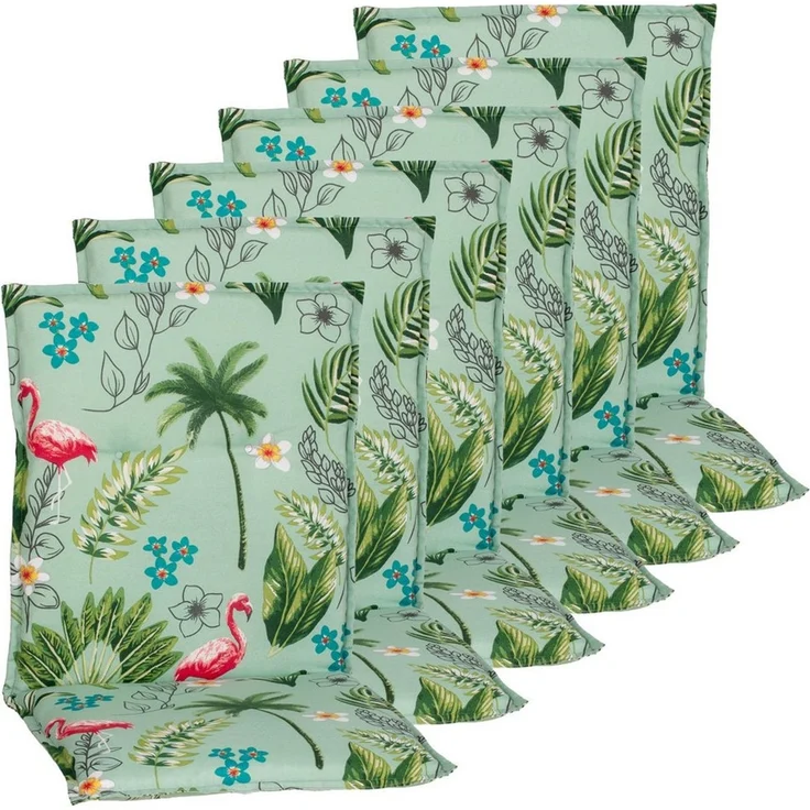 NYVI Polsterauflage Niedriglehner Auflagen Rio 6er Set - Stuhlauflage für Gartenstühle, (6 St), Sitzauflage, Pflegeleicht, Robust, Bequem