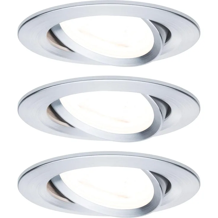 Paulmann No. 93469 LED Einbauleuchten Nova rund 6,5W GU10 Alu 3er-Set dimmbar