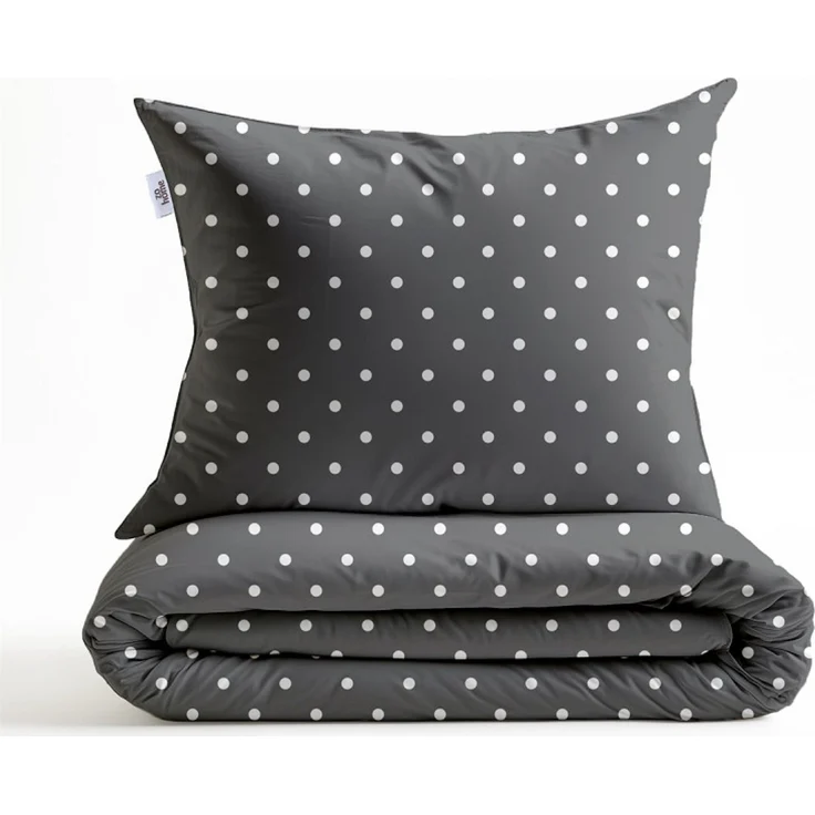 Zo! Home Cotton Bettwäsche 155x220 Punta di Cotone Pewter Grey Punkte anthrazit – Bild 1
