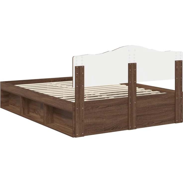 vidaXL Bettrahmen Braun Eichen-Optik 140 x 200 cm Massives Kiefernholz 3412895 – Bild 8