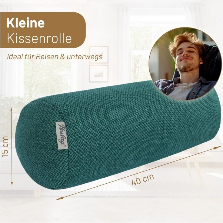 Herlag Nackenrolle LUXE, 65x20 cm oder 40x15 cm Nackenrolle, Kissenrolle, Dekokissen, waschbar – Bild 4