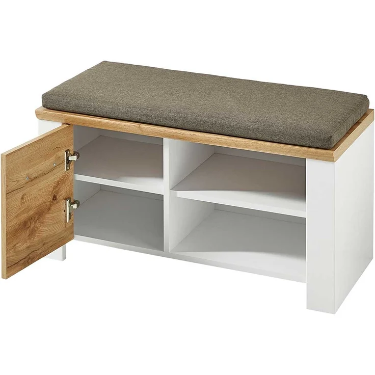 Bank vito Materio, Holzwerkstoff, Kunststoff, Weiß, Holzfarben, 90 x 50 x 39 cm – Bild 2