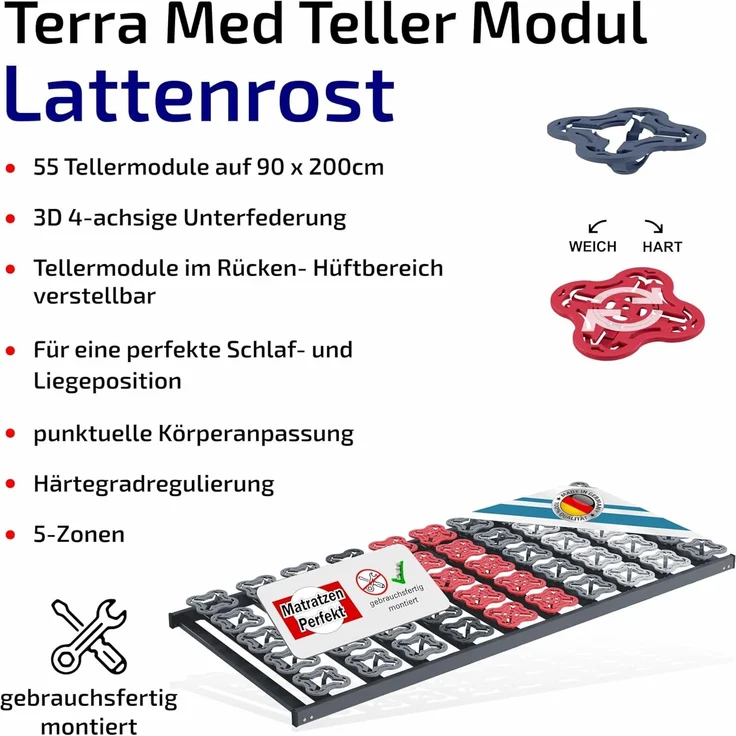 TerraMed T-Flex Teller-Lattenrost. Rücken-Beinbereich nicht verstellbar – Bild 2