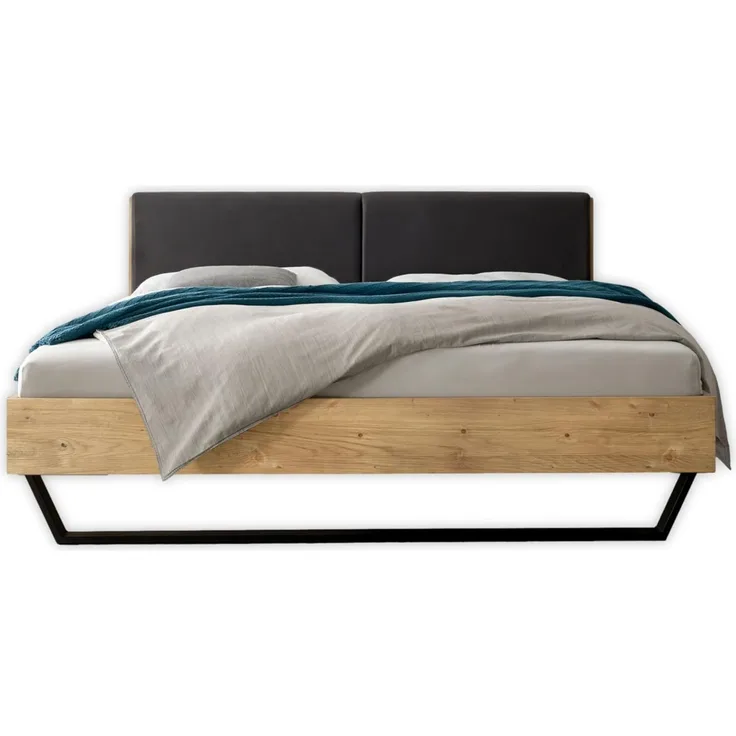 KEKE Modernes Massivholzbett 180x200 - Komfortables Balkenbett aus massiver Fichte mit Metallkufen - 186 x 97 x 215 cm (B/H/T)