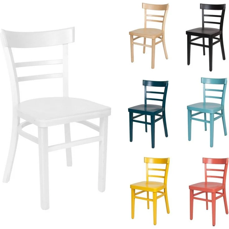 einrichtungsdesign24 Küchenstuhl Küchenstuhl Laura farbiger Holzstuhl Esstisch Esszimmer Retro Vintage, Gestell Massivholz