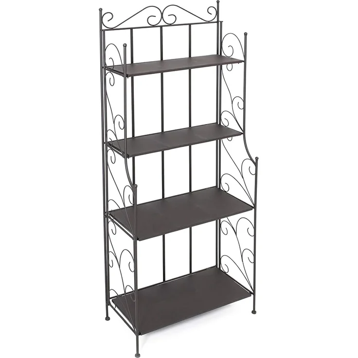 großes Metallregal mit 4 Böden, schwarz, im Antik Design – Bild 1