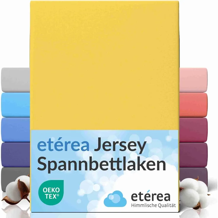 etérea Comfort Jersey Spannbettlaken Gelb 200x200 cm - 200x220 cm