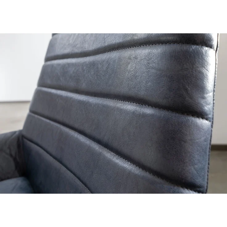 Stuhl Echtleder 59x68x93 blau IRON LABEL #15 – Bild 5
